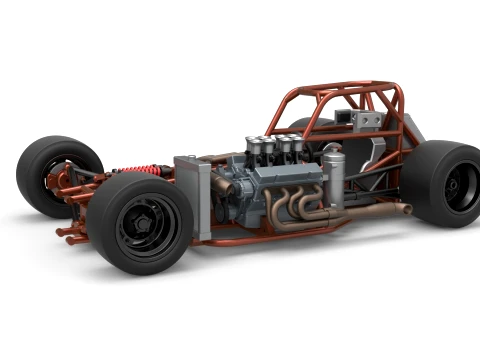 Supermodified front engine race car Base Version 3 Scale 1 to 25 Modèles 3D en vedette