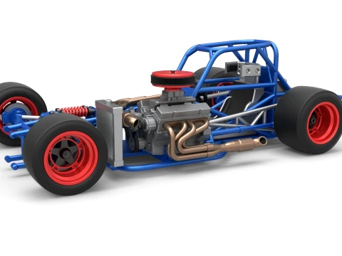 Supermodified front engine race car Base Version 4 Scale 1 to 25 Modèles 3D en vedette