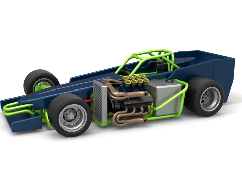 Supermodified front engine race car V3 Scale 1 to 25 Modèles 3D en vedette