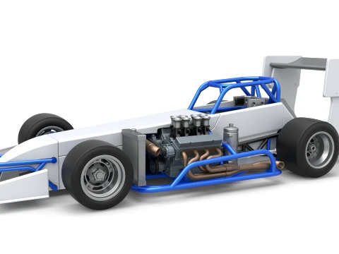 Supermodified front engine race car V4 Scale 1 to 25 Modèles 3D en vedette