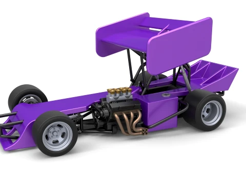 Supermodified front engine Winged race car V1 Scale 1 to 25 Modèles 3D en vedette