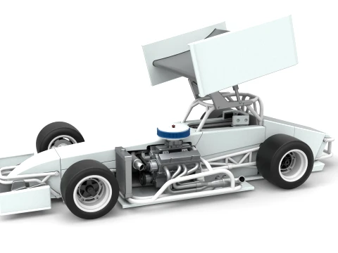Supermodified front engine Winged race car V4 Scale 1 to 25 Modèles 3D en vedette