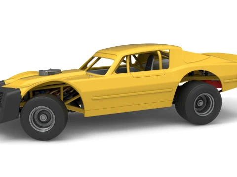 Vintage Dirt late model Race car Version 2 while turning Scale 1 to 25 3D Print Model