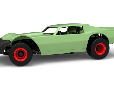 Vintage Dirt late model Race car Version 3 while turning Scale 1 to 25 3D Print Model