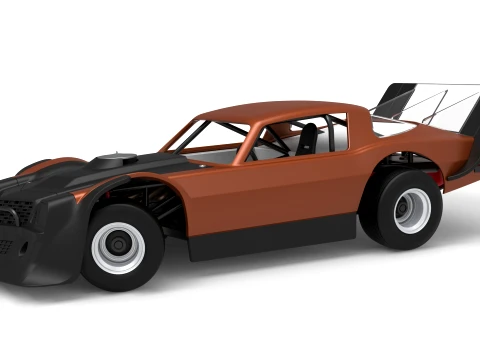 Vintage Dirt late model Race car Version 4 while turning Scale 1 to 25 3D Print Model