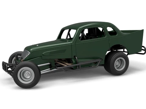 Vintage Dirt Modified stock car Version 1 while turning Scale 1 to 25 3D Print Model