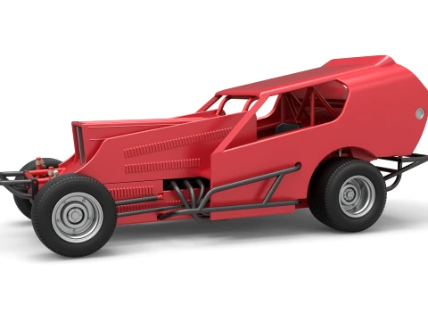 Vintage Dirt Modified stock car Version 4 Scale 1 to 25 3D Print Model