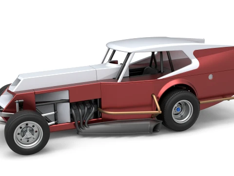 Vintage Dirt Modified stock car Version 5 Scale 1 to 25 3D Print Model