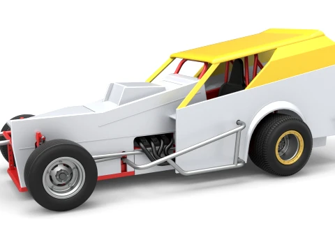 Vintage Dirt Modified stock car Version 7 Scale 1 to 25 3D Print Model