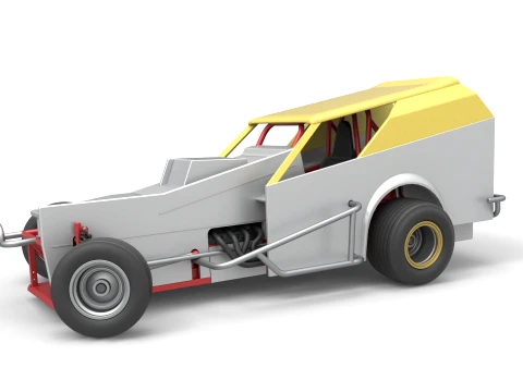 Vintage Dirt Modified stock car Version 7 while turning Scale 1 to 25 3D Print Model