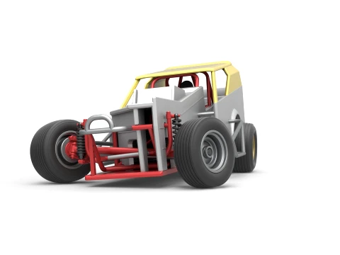 Vintage Dirt Modified stock car Version 7 while turning Scale 1 to 25 3D Print Model