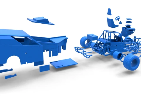 Vintage Dirt Modified stock car Version 7 while turning Scale 1 to 25 3D Print Model