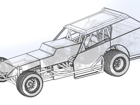 Vintage Dirt Modified stock car Version 8 Scale 1 to 25 3D Print Model