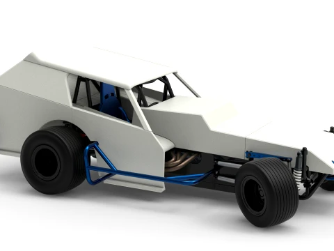 Vintage Dirt Modified stock car Version 8 while turning Scale 1 to 25 3D Print Model