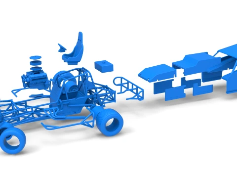 Vintage Dirt Modified stock car Version 8 while turning Scale 1 to 25 3D Print Model