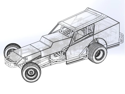Vintage Dirt Modified stock car Version 8 while turning Scale 1 to 25 3D Print Model