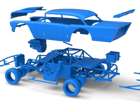 Vintage Dirt Modified stock car Version 9 Scale 1 to 25 3D Print Model