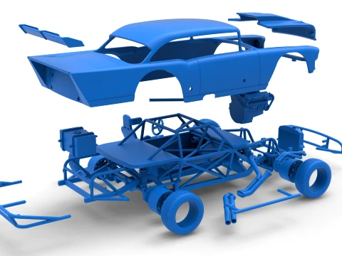 Vintage Dirt Modified stock car Version 9 Scale 1 to 25 3D Print Model