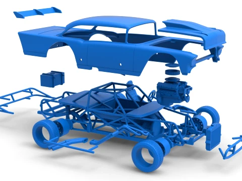 Vintage Dirt Modified stock car Version 9 Scale 1 to 25 3D Print Model