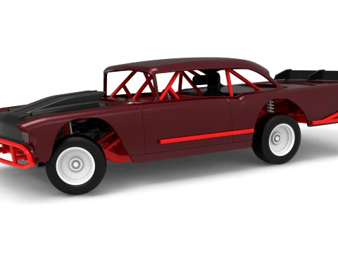 Vintage Dirt Modified stock car Version 9 while turning Scale 1 to 25 3D Print Model