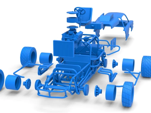Vintage Dirt Modified stock car Version 10 Scale 1 to 25 3D Print Model