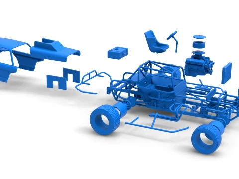 Vintage Dirt Modified stock car Version 10 Scale 1 to 25 3D Print Model