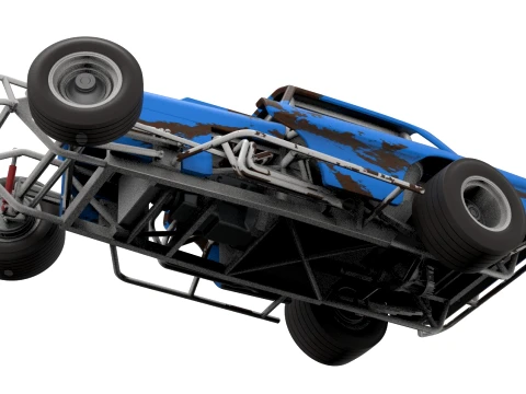 Vintage Dirt Modified stock car Version 10 while turning Scale 1 to 25 3D Print Model