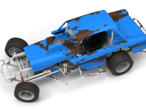 Vintage Dirt Modified stock car Version 10 while turning Scale 1 to 25 3D Print Model