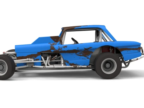 Vintage Dirt Modified stock car Version 10 while turning Scale 1 to 25 3D Print Model