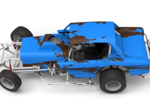 Vintage Dirt Modified stock car Version 10 while turning Scale 1 to 25 3D Print Model