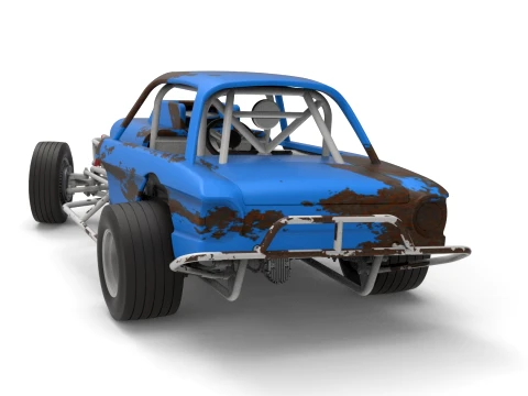 Vintage Dirt Modified stock car Version 10 while turning Scale 1 to 25 3D Print Model