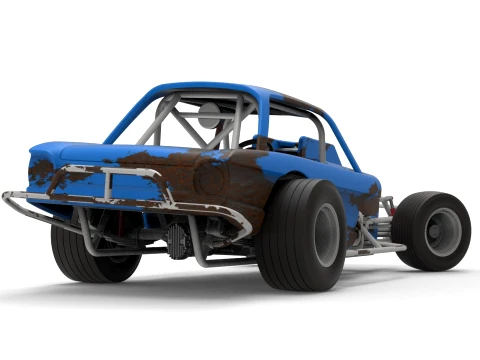 Vintage Dirt Modified stock car Version 10 while turning Scale 1 to 25 3D Print Model