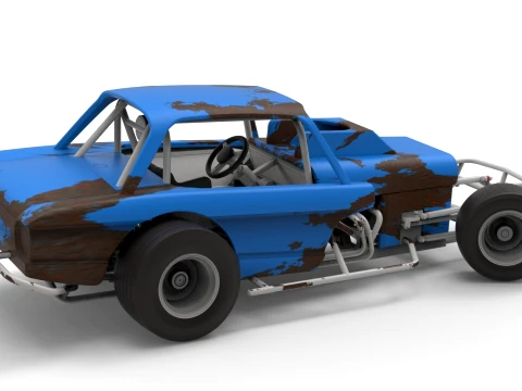 Vintage Dirt Modified stock car Version 10 while turning Scale 1 to 25 3D Print Model