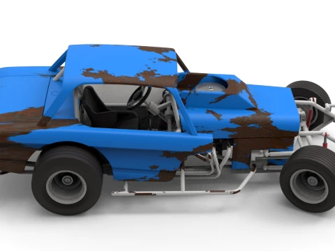 Vintage Dirt Modified stock car Version 10 while turning Scale 1 to 25 3D Print Model