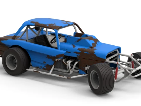 Vintage Dirt Modified stock car Version 10 while turning Scale 1 to 25 3D Print Model