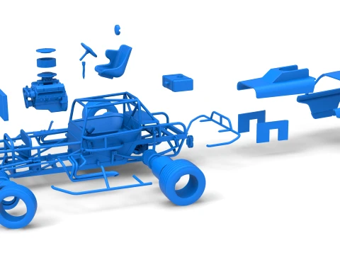 Vintage Dirt Modified stock car Version 10 while turning Scale 1 to 25 3D Print Model