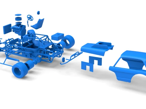 Vintage Dirt Modified stock car Version 10 while turning Scale 1 to 25 3D Print Model
