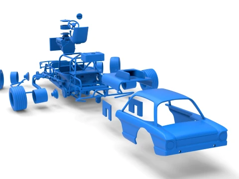 Vintage Dirt Modified stock car Version 10 while turning Scale 1 to 25 3D Print Model