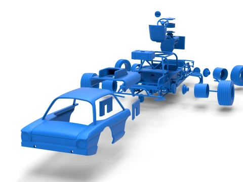 Vintage Dirt Modified stock car Version 10 while turning Scale 1 to 25 3D Print Model