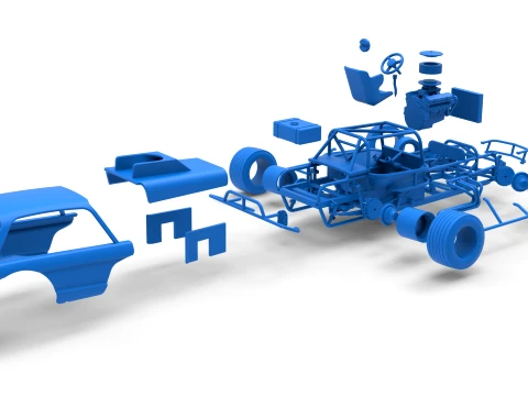Vintage Dirt Modified stock car Version 10 while turning Scale 1 to 25 3D Print Model