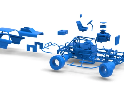 Vintage Dirt Modified stock car Version 10 while turning Scale 1 to 25 3D Print Model