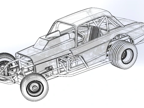 Vintage Dirt Modified stock car Version 10 while turning Scale 1 to 25 3D Print Model