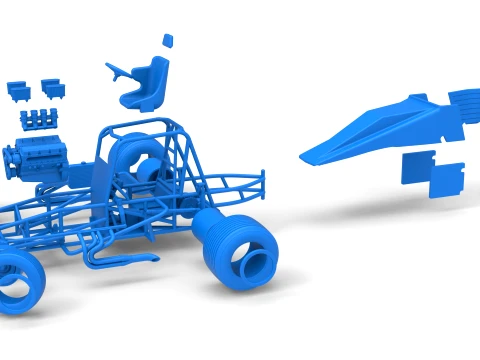 Vintage Dirt Silver Crown Car while turning Scale 1 to 25 3D Print Model