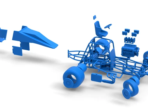 Vintage Dirt Silver Crown Car while turning Scale 1 to 25 3D Print Model