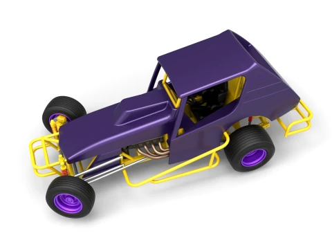 Vintage Northeast Dirt Modified stock car while turning Scale 1 to 25 3D Print Model