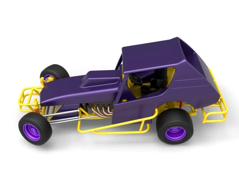 Vintage Northeast Dirt Modified stock car while turning Scale 1 to 25 3D Print Model