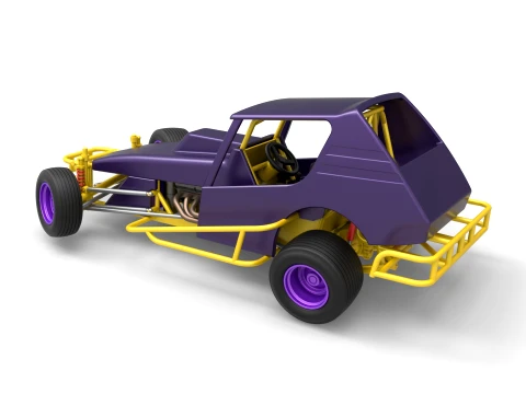 Vintage Northeast Dirt Modified stock car while turning Scale 1 to 25 3D Print Model