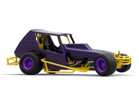 Vintage Northeast Dirt Modified stock car while turning Scale 1 to 25 3D Print Model