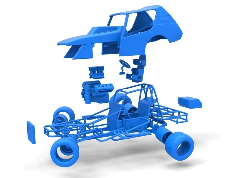 Vintage Northeast Dirt Modified stock car while turning Scale 1 to 25 3D Print Model