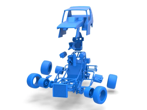 Vintage Northeast Dirt Modified stock car while turning Scale 1 to 25 3D Print Model